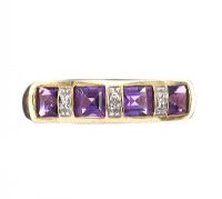 9CT GOLD DIAMOND AND PURPLE STONE RING at Ross's Online Art Auctions