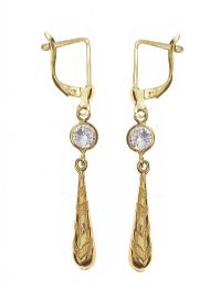 18CT GOLD CLEAR STONE DROP EARRINGS at Ross's Online Art Auctions