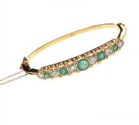 18CT GOLD EMERALD AND DIAMOND BANGLE at Ross's Online Art Auctions