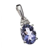 9CT WHITE GOLD IOLITE AND DIAMOND PENDANT
 at Ross's Online Art Auctions