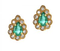 18CT GOLD EMERALD AND DIAMOND EARRINGS
 at Ross's Online Art Auctions