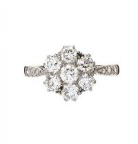 18CT WHITE GOLD DIAMOND CLUSTER RING
 at Ross's Online Art Auctions