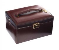 BROWN LEATHER JEWELLERY BOX at Ross's Online Art Auctions