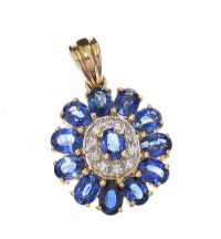 9CT GOLD TANZANITE AND DIAMOND PENDANT at Ross's Online Art Auctions