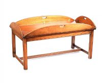 MAHOGANY CAMPAIGN COFFEE TABLE ON STAND at Ross's Online Art Auctions