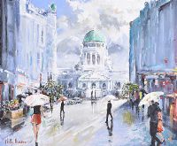 WET DAY, DONEGAL PLACE, BELFAST by Holly Hanson at Ross's Online Art Auctions