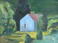 STUDY FOR THE BLUE HOUSE, FERMANAGH by Rita Duffy RUA at Ross's Online Art Auctions