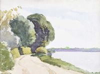 ROAD BY THE LOUGH by John Luke RUA at Ross's Online Art Auctions