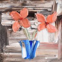 FLOWERS IN A BLUE VASE by Colin Flack at Ross's Online Art Auctions