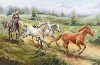CHASING WILD HORSES by Stephen Brown at Ross's Online Art Auctions
