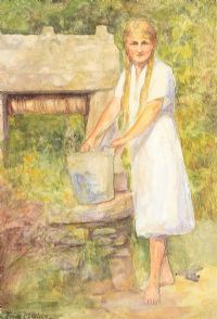 GIRL BY THE WELL by Frank McKelvey RHA RUA at Ross's Online Art Auctions