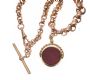 9CT GOLD BELCHER CHAIN AND A GOLD-TONE GLASS FOB at Ross's Online Art Auctions