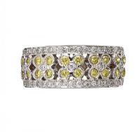18CT WHITE GOLD DRESS RING SET WITH FANCY YELLOW AND COLOURLESS DIAMONDS at Ross's Online Art Auctions