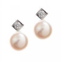 18CT WHITE GOLD PEARL AND DIAMOND EARRINGS at Ross's Online Art Auctions