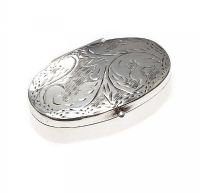 STERLING SILVER ENGRAVED PILL BOX at Ross's Online Art Auctions