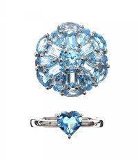 TWO STERLING SILVER SWISS BLUE TOPAZ RINGS at Ross's Online Art Auctions