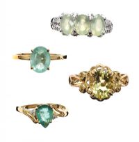 FOUR RINGS IN HUES OF GREEN at Ross's Online Art Auctions