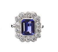 PLATINUM TANZANITE AND DIAMOND CLUSTER RING at Ross's Online Art Auctions