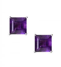 9CT WHITE GOLD AMETHYST EARRINGS at Ross's Online Art Auctions