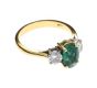 18CT GOLD EMERALD AND DIAMOND THREE STONE RING at Ross's Online Art Auctions