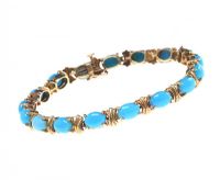9CT GOLD TURQUOISE BRACELET at Ross's Online Art Auctions
