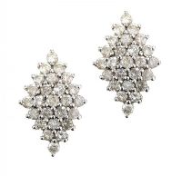 9CT GOLD DIAMOND CLUSTER EARRINGS at Ross's Online Art Auctions