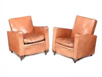 PAIR OF VINTAGE LEATHER ARMCHAIRS at Ross's Online Art Auctions