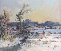 STROLL BY THE RIVER by William Cunningham at Ross's Online Art Auctions