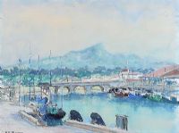 BOATS IN A FRENCH HARBOUR by R.F. Massan at Ross's Online Art Auctions