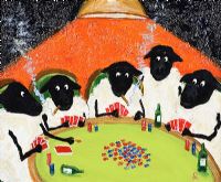 ANDY PAT'S WANDERING SHEEP CARD SHARKS by Andy Pat at Ross's Online Art Auctions