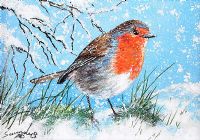 WINTER ROBIN by Andy Saunders at Ross's Online Art Auctions