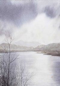 DARK CLOUDS OVER THE LOUGH by Irish School at Ross's Online Art Auctions