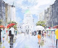 WET DAY, DONEGALL PLACE, BELFAST by Holly Hanson at Ross's Online Art Auctions