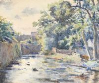 TREES BY THE RIVER by David Gould at Ross's Online Art Auctions