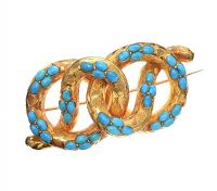 ANTIQUE MID-CARAT GOLD TURQUOISE BROOCH at Ross's Online Art Auctions