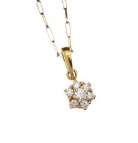 18CT GOLD DIAMOND FLORAL CLUSTER PENDANT AND CHAIN at Ross's Online Art Auctions