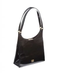 MOSCHINO BLACK PATENT LEATHER HANDBAG at Ross's Online Art Auctions