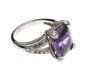 RHODIUM-PLATED STERLING SILVER RING SET WITH AMETHYST AND CUBIC ZIRCONIA at Ross's Online Art Auctions