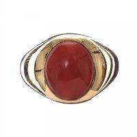 14CT GOLD CABOCHON CORAL RING at Ross's Online Art Auctions