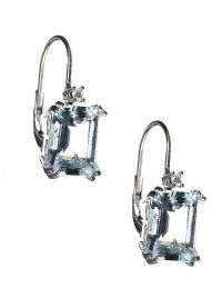 18CT WHITE GOLD EARRINGS SET WITH AQUAMARINE AND DIAMOND at Ross's Online Art Auctions