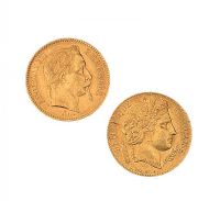 FRENCH 20 FRANCS GOLD COIN & A SIMILAR COIN at Ross's Online Art Auctions