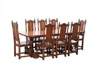 OAK REFECTORY TABLE & EIGHT CHAIRS at Ross's Online Art Auctions