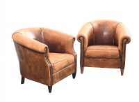 PAIR OF UPHOLSTERED TUB CHAIRS at Ross's Online Art Auctions