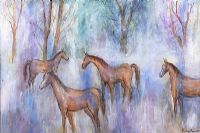 HORSES IN A FOREST by Gladys Maccabe HRUA at Ross's Online Art Auctions