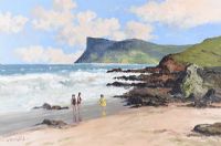 BATHING, BALLYCASTLE, COUNTY ANTRIM by Hugh McIlfatrick at Ross's Online Art Auctions