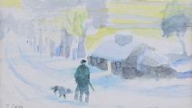 A STROLL IN THE SNOW by Tom Carr HRHA HRUA at Ross's Online Art Auctions