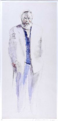 STANDING PORTRAIT OF MICHAEL LONGLEY by Neil Shawcross RHA RUA at Ross's Online Art Auctions