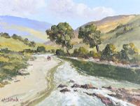 A STROLL BY THE RIVER by Hugh McIlfatrick at Ross's Online Art Auctions