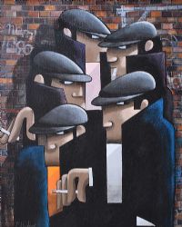 FIVE YARD WORKERS by George Callaghan at Ross's Online Art Auctions