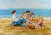 PLAYING ON THE BEACH by Marie Carroll at Ross's Online Art Auctions